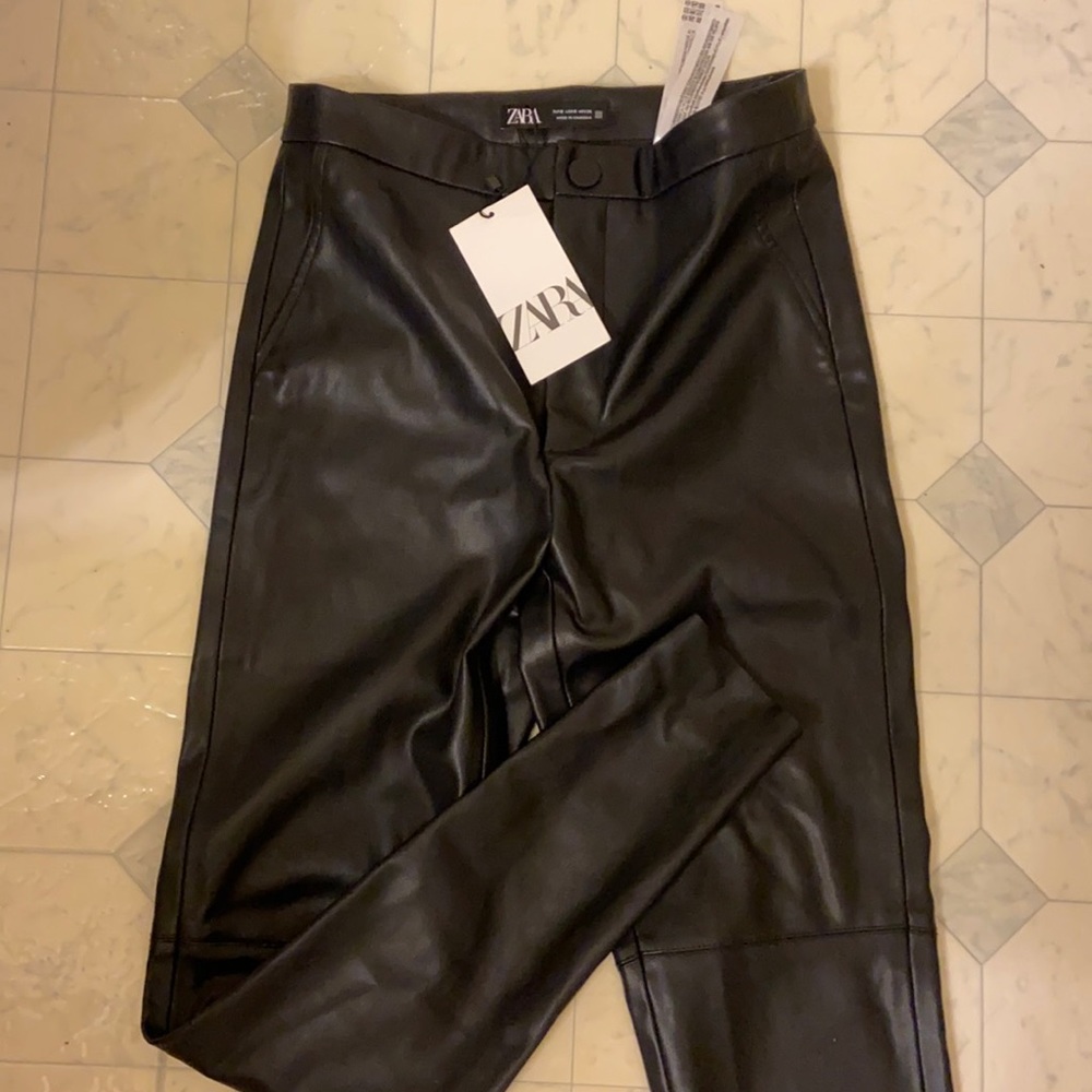 Zara black leather pants